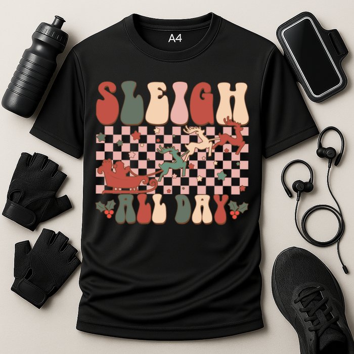 Funny Sleigh All Day Christmas In July Retro Vintage Ugly Performance Shirt