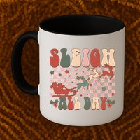 Funny Sleigh All Day Christmas In July Retro Vintage Ugly Mug