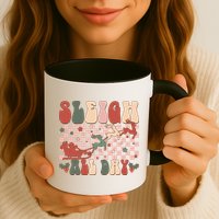 Funny Sleigh All Day Christmas In July Retro Vintage Ugly Mug