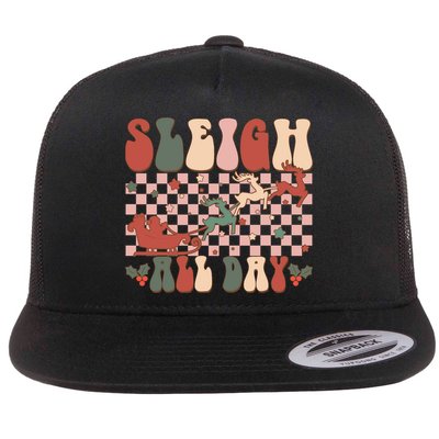 Funny Sleigh All Day Christmas In July Retro Vintage Ugly Flat Bill Trucker Hat