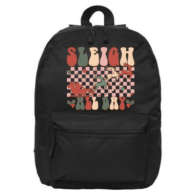 Funny Sleigh All Day Christmas In July Retro Vintage Ugly 16 in Basic Backpack