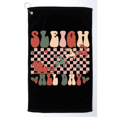 Funny Sleigh All Day Christmas In July Retro Vintage Ugly Golf Towel