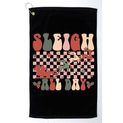 Funny Sleigh All Day Christmas In July Retro Vintage Ugly Platinum Collection Golf Towel