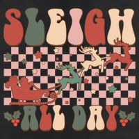 Funny Sleigh All Day Christmas In July Retro Vintage Ugly Golf Towel