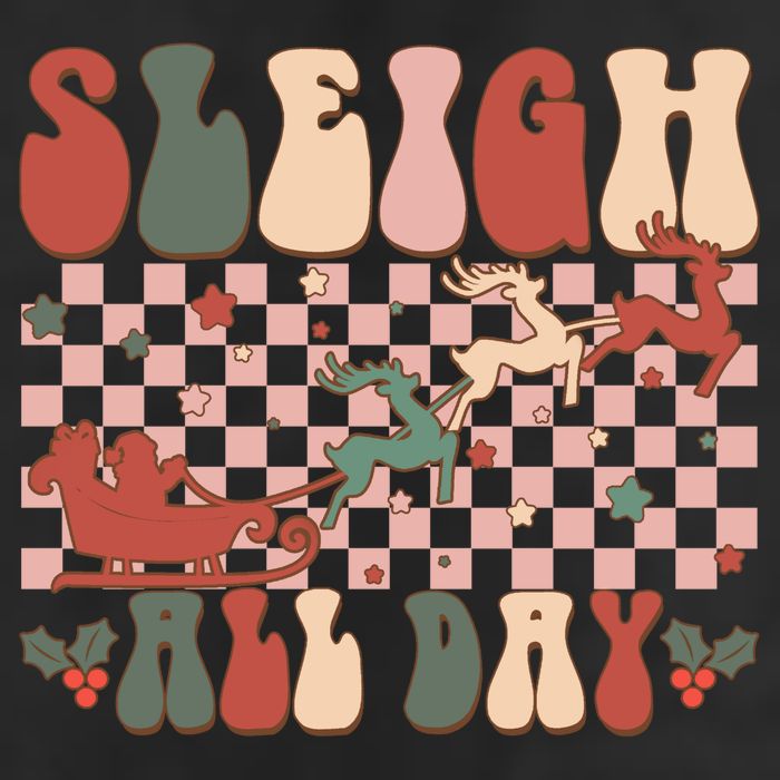Funny Sleigh All Day Christmas In July Retro Vintage Ugly Golf Towel