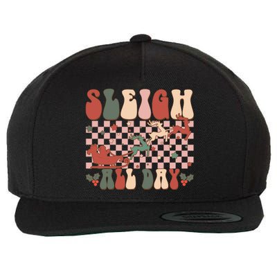 Funny Sleigh All Day Christmas In July Retro Vintage Ugly Wool Snapback Cap