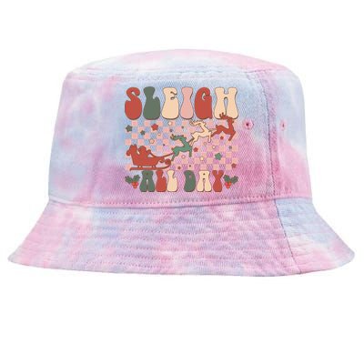 Funny Sleigh All Day Christmas In July Retro Vintage Ugly Tie-Dyed Bucket Hat