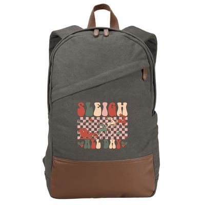 Funny Sleigh All Day Christmas In July Retro Vintage Ugly Cotton Canvas Backpack