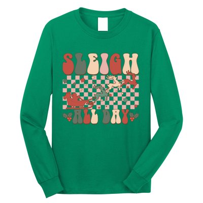 Funny Sleigh All Day Christmas In July Retro Vintage Ugly Long Sleeve Shirt