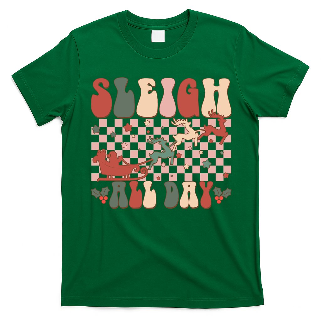 Funny Sleigh All Day Christmas In July Retro Vintage Ugly T-Shirt