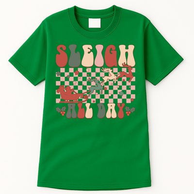 Funny Sleigh All Day Christmas In July Retro Vintage Ugly Tall T-Shirt