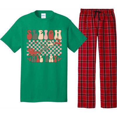 Funny Sleigh All Day Christmas In July Retro Vintage Ugly Pajama Set