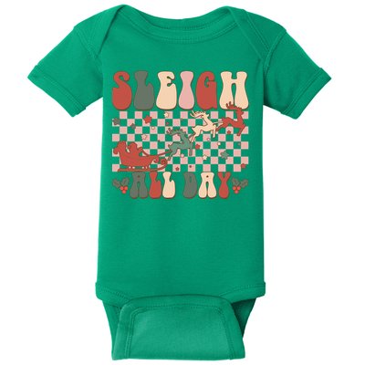 Funny Sleigh All Day Christmas In July Retro Vintage Ugly Baby Bodysuit