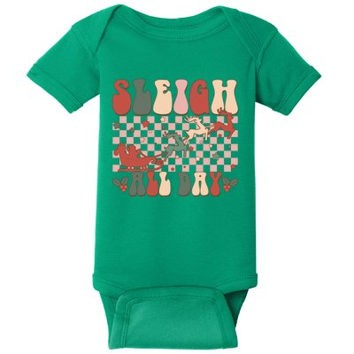 Funny Sleigh All Day Christmas In July Retro Vintage Ugly Baby Bodysuit