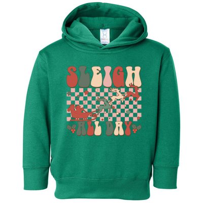 Funny Sleigh All Day Christmas In July Retro Vintage Ugly Toddler Hoodie