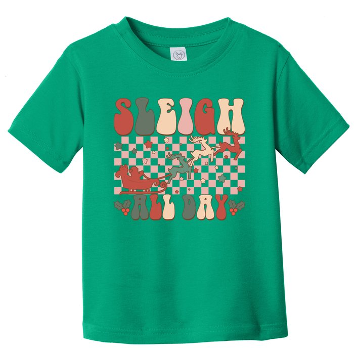 Funny Sleigh All Day Christmas In July Retro Vintage Ugly Toddler T-Shirt