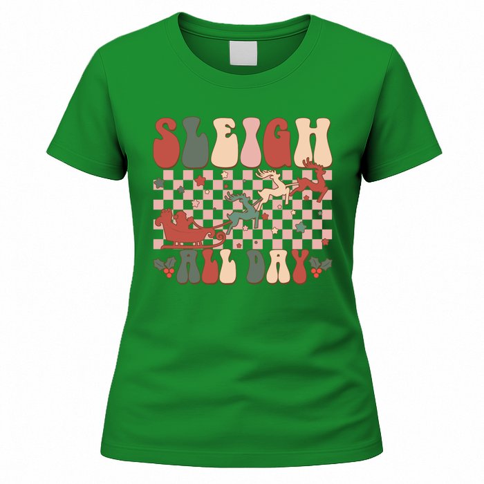 Funny Sleigh All Day Christmas In July Retro Vintage Ugly Women's T-Shirt