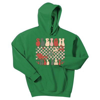 Funny Sleigh All Day Christmas In July Retro Vintage Ugly Kids Hoodie