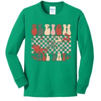 Funny Sleigh All Day Christmas In July Retro Vintage Ugly Kids Long Sleeve Shirt