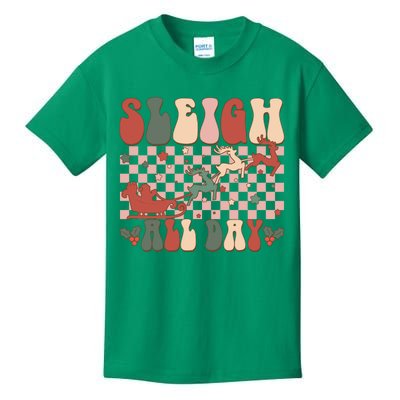 Funny Sleigh All Day Christmas In July Retro Vintage Ugly Kids T-Shirt