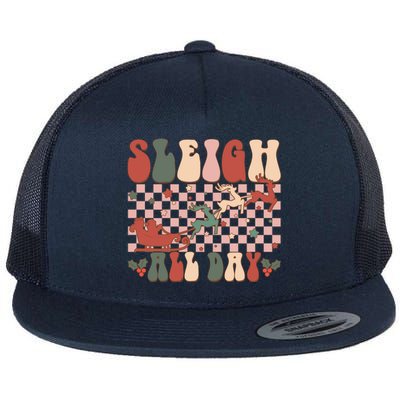 Funny Sleigh All Day Christmas In July Retro Vintage Ugly Flat Bill Trucker Hat