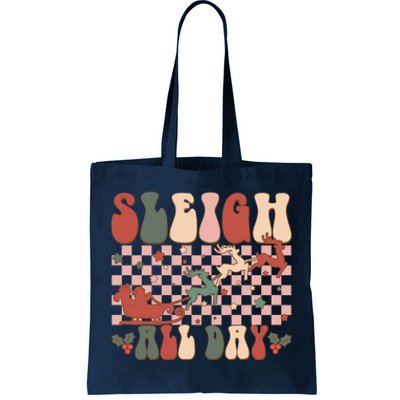 Funny Sleigh All Day Christmas In July Retro Vintage Ugly Tote Bag