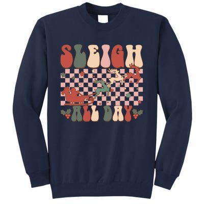 Funny Sleigh All Day Christmas In July Retro Vintage Ugly Tall Sweatshirt