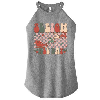 Funny Sleigh All Day Christmas In July Retro Vintage Ugly Women's Perfect Tri Rocker Tank