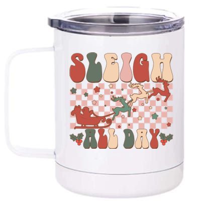 Funny Sleigh All Day Christmas In July Retro Vintage Ugly 12 oz Stainless Steel Tumbler Cup