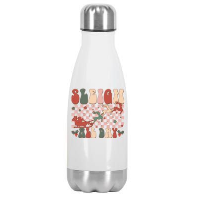 Funny Sleigh All Day Christmas In July Retro Vintage Ugly Stainless Steel Insulated Water Bottle