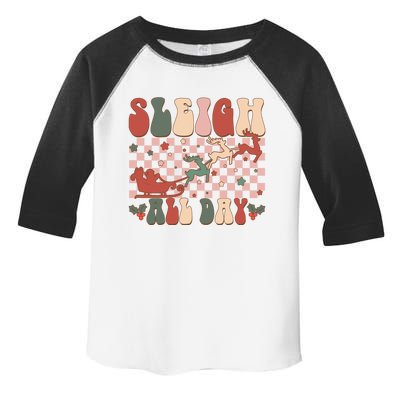 Funny Sleigh All Day Christmas In July Retro Vintage Ugly Toddler Fine Jersey T-Shirt