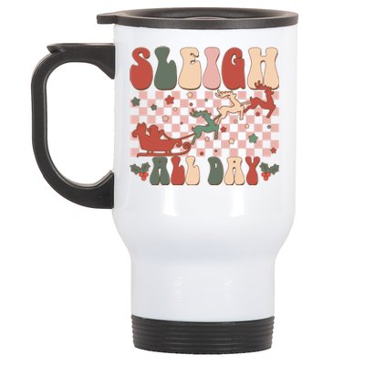 Funny Sleigh All Day Christmas In July Retro Vintage Ugly Stainless Steel Travel Mug