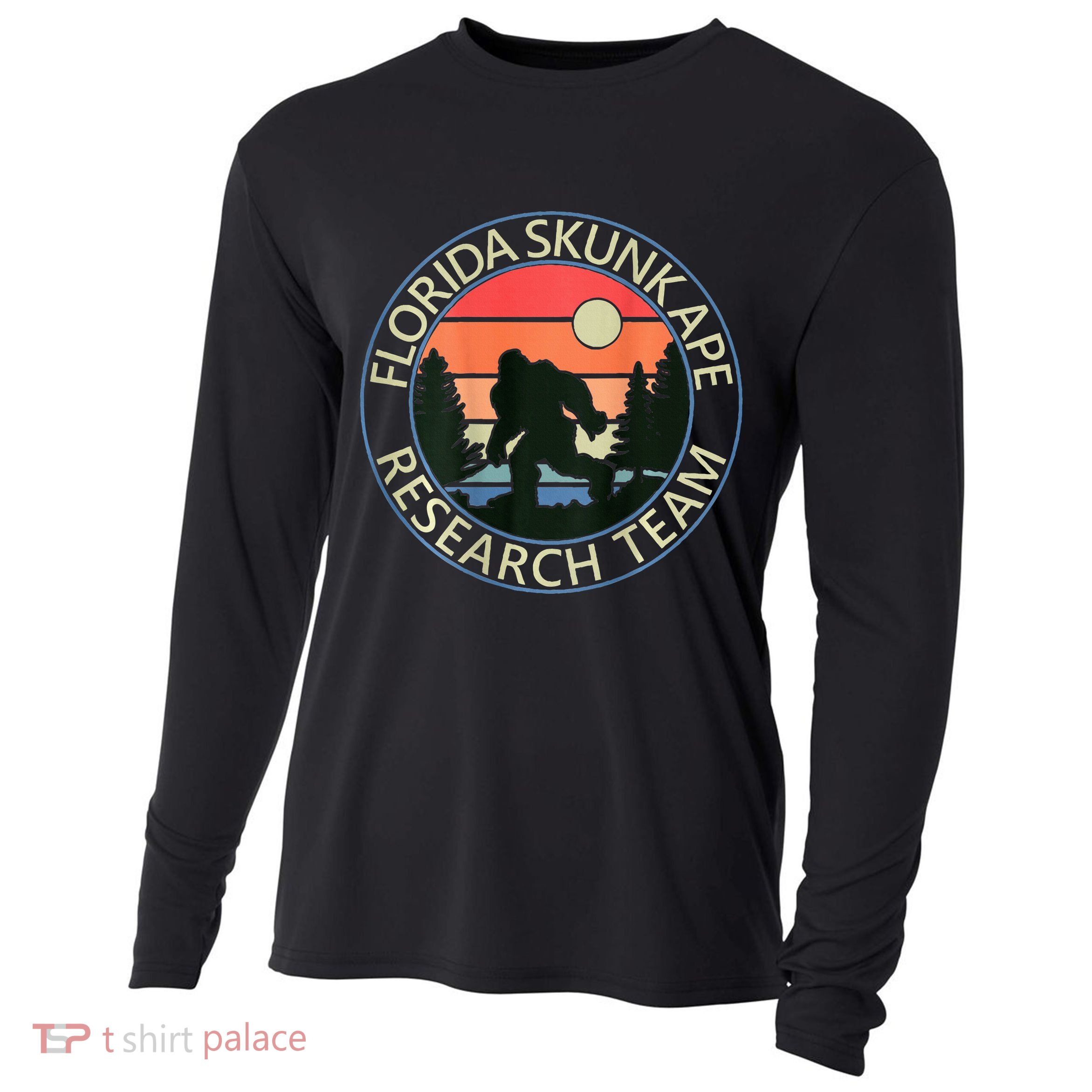 Florida Skunk Ape Research Team Camping Outdoors Back Print Cooling Performance Long Sleeve Crew