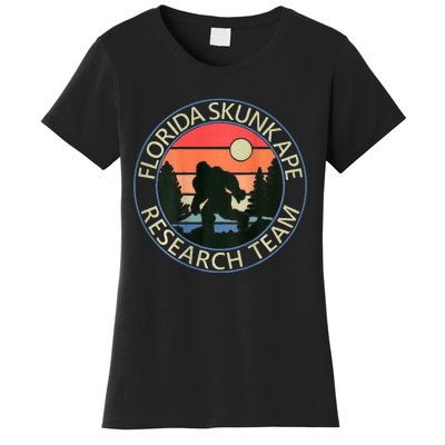 Florida Skunk Ape Research Team Camping Outdoors Back Print Women's T-Shirt