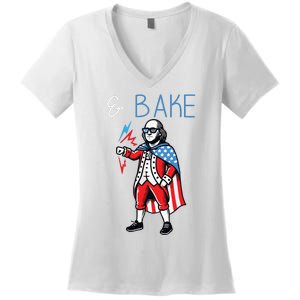 Funny Shake And Bake 4th Of July Couple Matching Bake Women's V-Neck T-Shirt