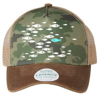 Fish Swim Against The Current In The Sea Legacy Tie Dye Trucker Hat