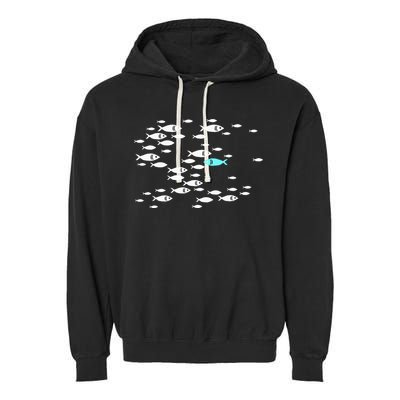 Fish Swim Against The Current In The Sea Garment-Dyed Fleece Hoodie