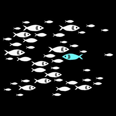 Fish Swim Against The Current In The Sea T-Shirt