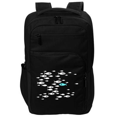 Fish Swim Against The Current In The Sea Impact Tech Backpack