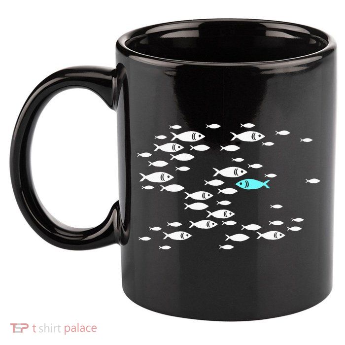 Fish Swim Against The Current In The Sea 11oz C Handle Ceramic Mug
