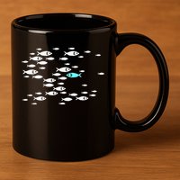 Fish Swim Against The Current In The Sea 11oz C Handle Ceramic Mug