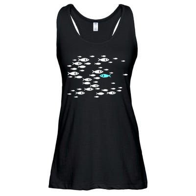 Fish Swim Against The Current In The Sea Ladies Essential Flowy Tank