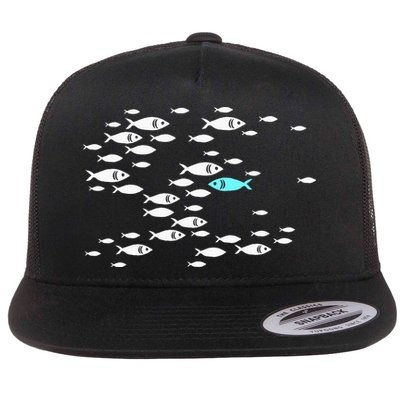 Fish Swim Against The Current In The Sea Flatbill Hat