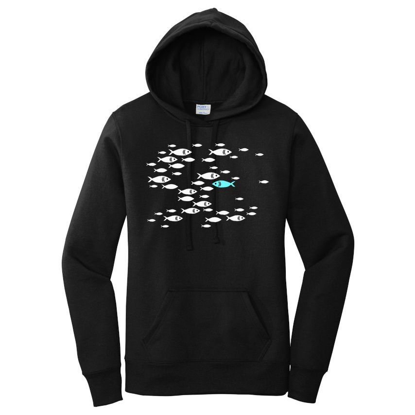 Fish Swim Against The Current In The Sea Women's Pullover Hoodie