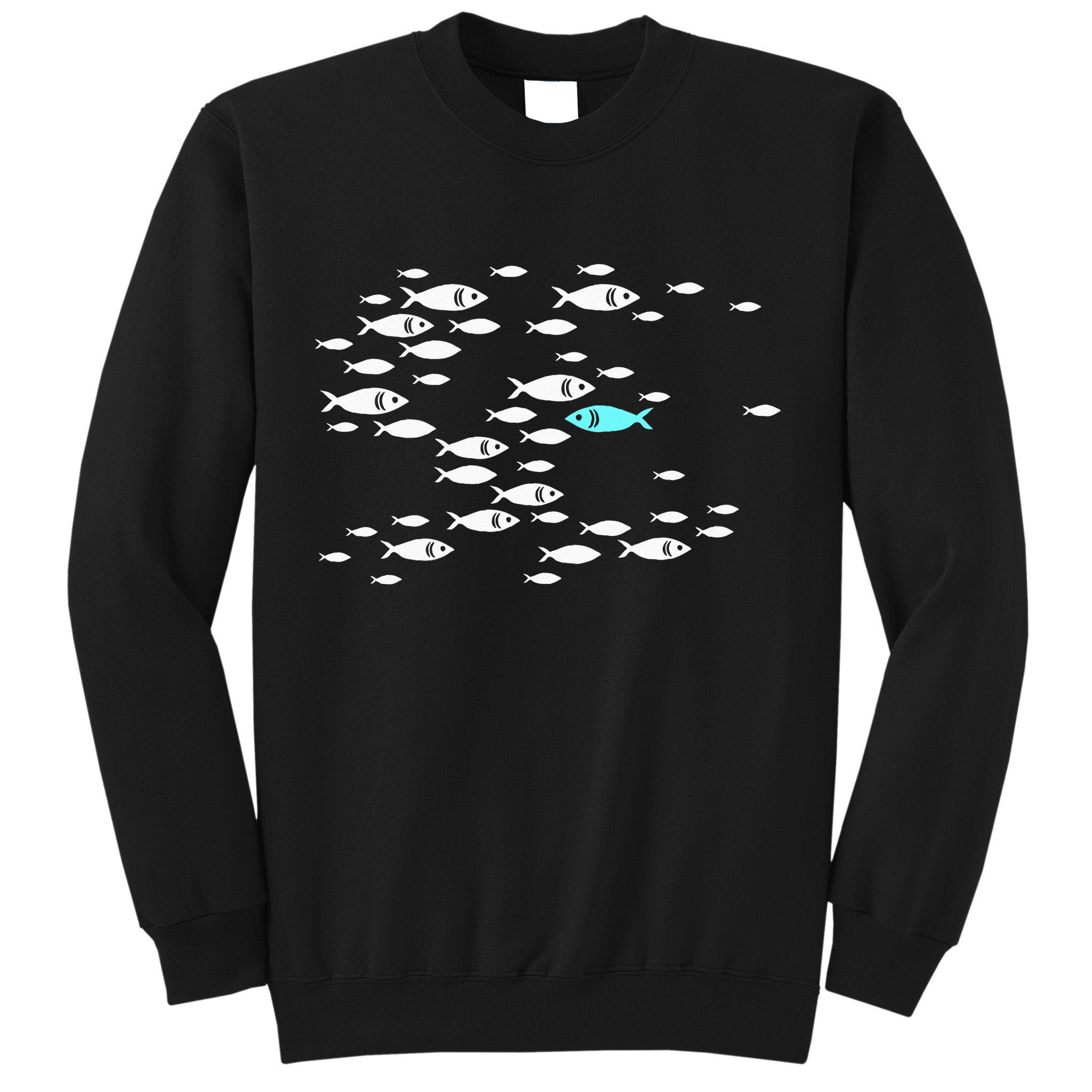 Fish Swim Against The Current In The Sea Tall Sweatshirt