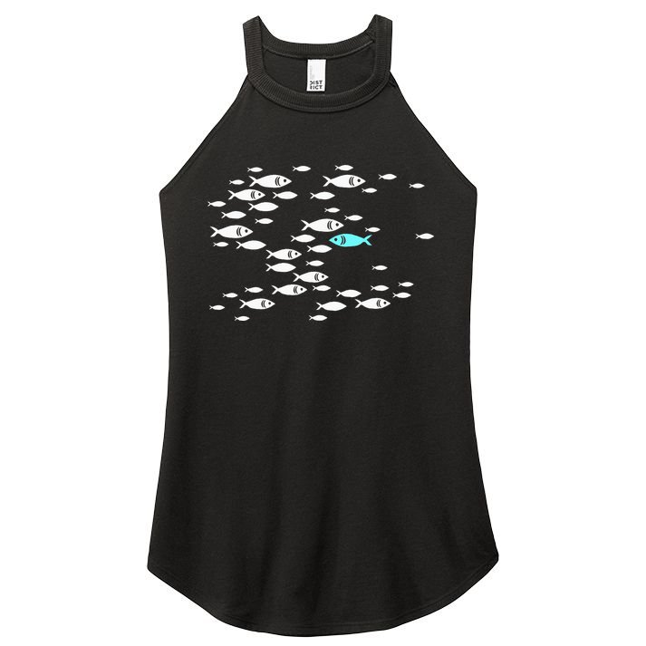 Fish Swim Against The Current In The Sea Women's Perfect Tri Rocker Tank