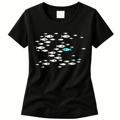 Fish Swim Against The Current In The Sea Womens T-Shirt