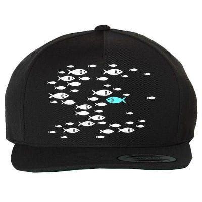 Fish Swim Against The Current In The Sea Wool Snapback Cap