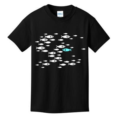 Fish Swim Against The Current In The Sea Kids T-Shirt