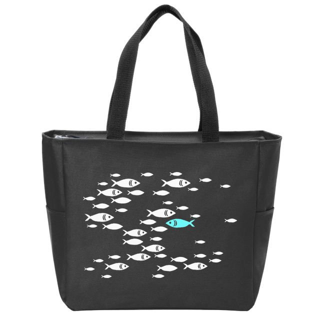 Fish Swim Against The Current In The Sea Zip Tote Bag